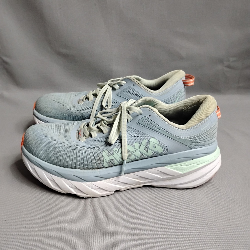 Hoka One One Bondi 7 Womens Running Shoes Blue Size 8D Wide 1110519